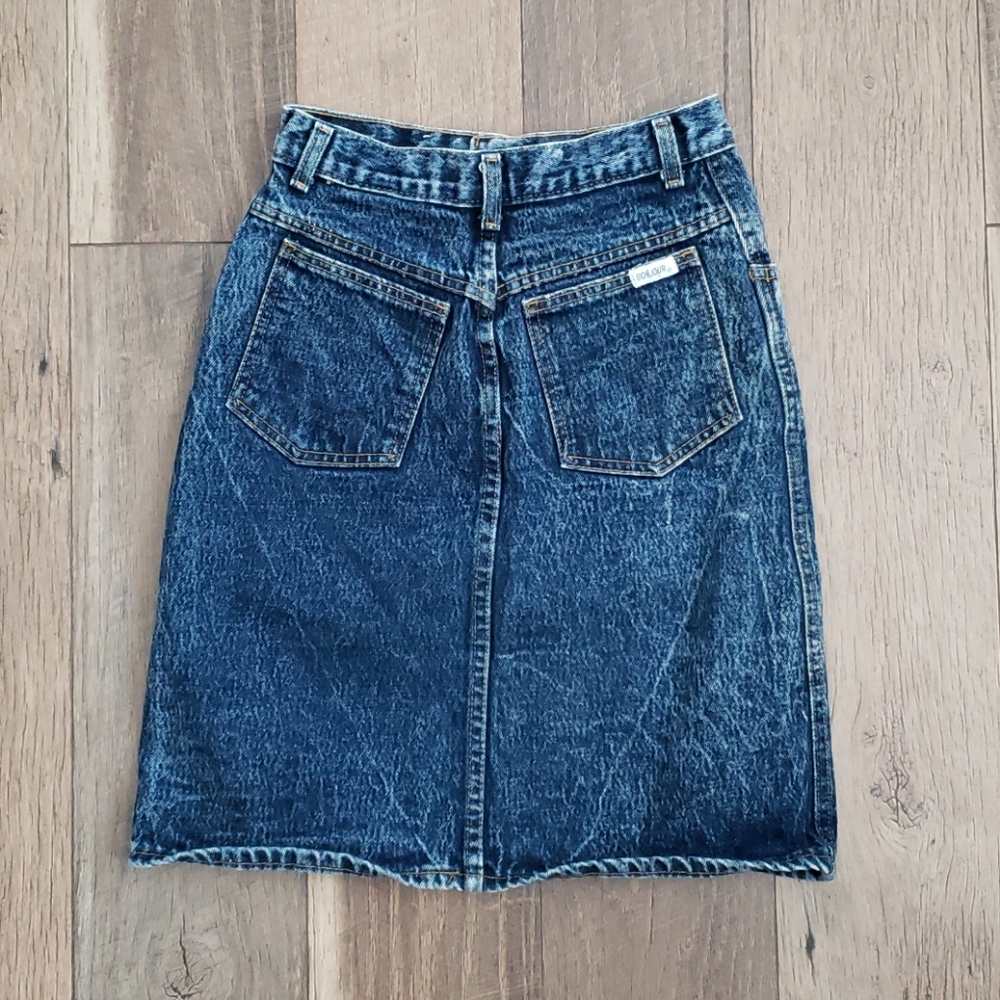 Bon Jour Vintage Pencil Skirt Acid Washed